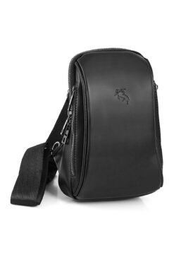 polo air Erkek Omuz Çantası Çapraz Göğüs Ve Sırt Çantası Body Bag Siyah Vegan Deri Etn-72-s