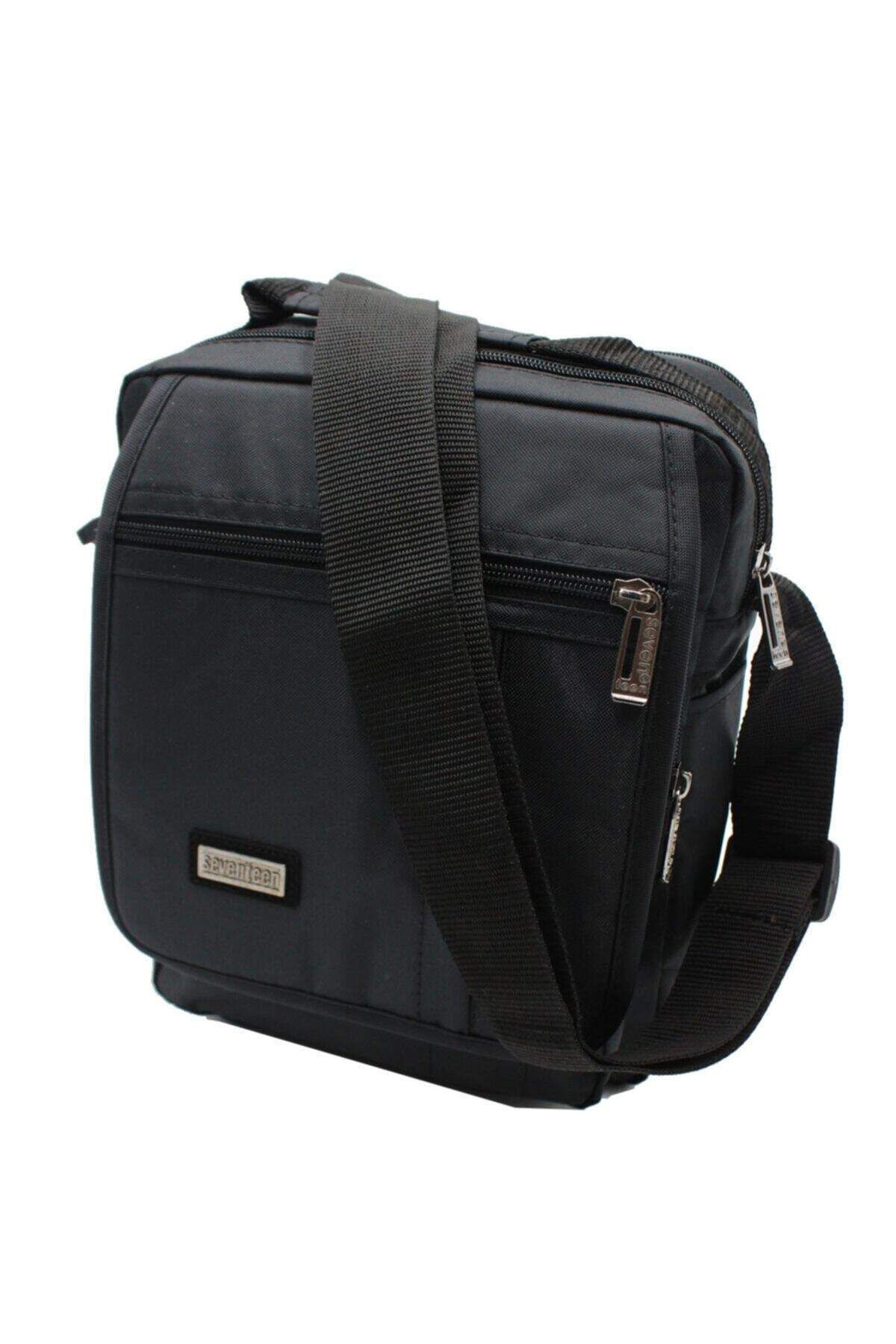 SEVENTEEN Seven Teen 2245 Çok Gözlü Erkek El Ve Omuz Askılı Çanta Siyah - Görsel 3