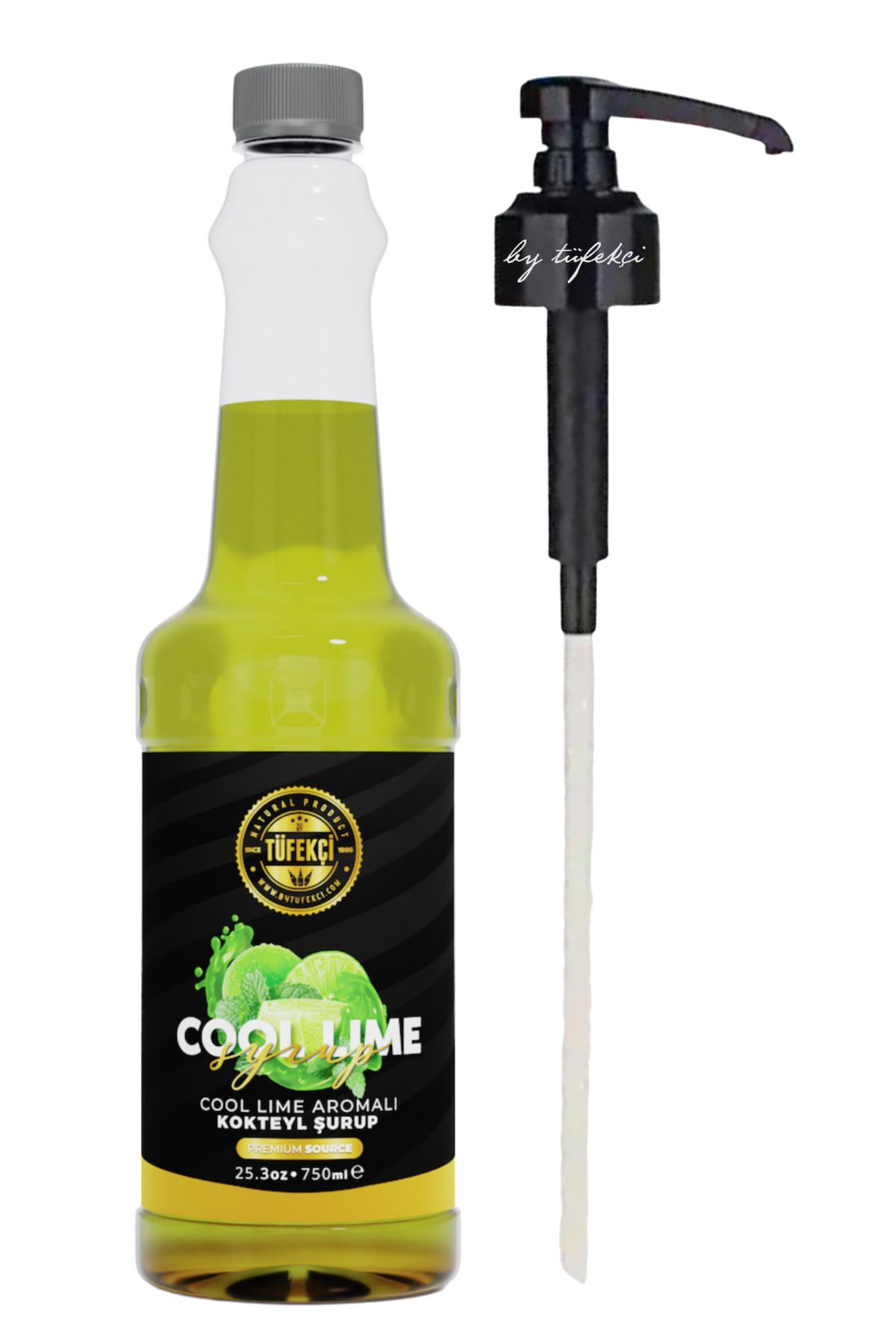 By Tüfekçi Cool Lime Konsantresi 750 ml 15 Bardak Şurup Pompası 3 Cl Avantajlı Set