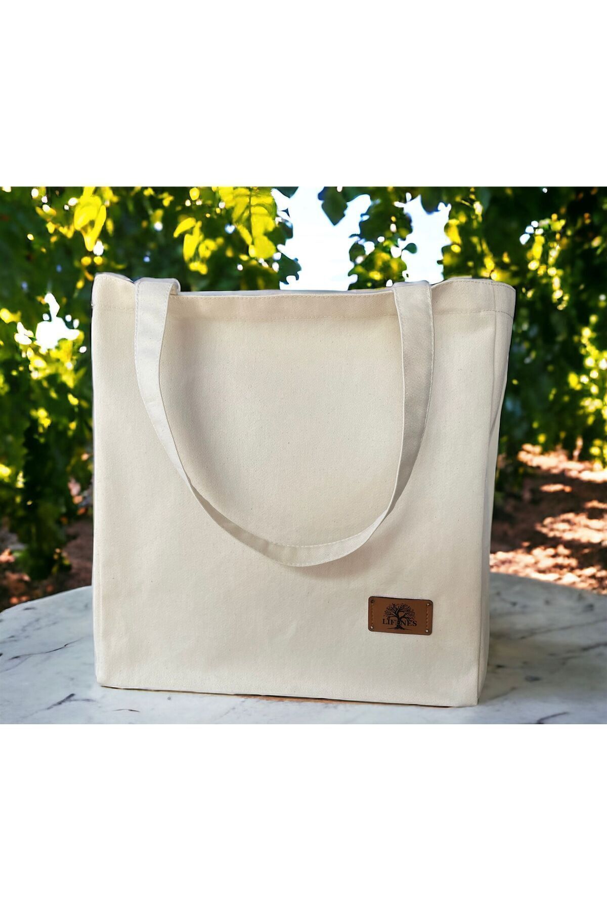 LİFENES Okulda,markette,plajda,günlük Dak Kumaş Krem Bez Omuz Çantası Punch Işlemeye Uygun