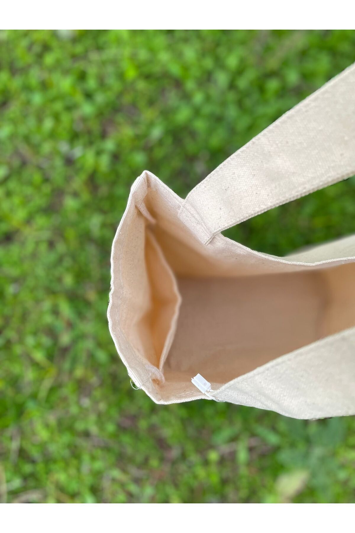 LİFENES Okulda,markette,plajda,günlük Dak Kumaş Krem Bez Omuz Çantası Punch Işlemeye Uygun - Görsel 4