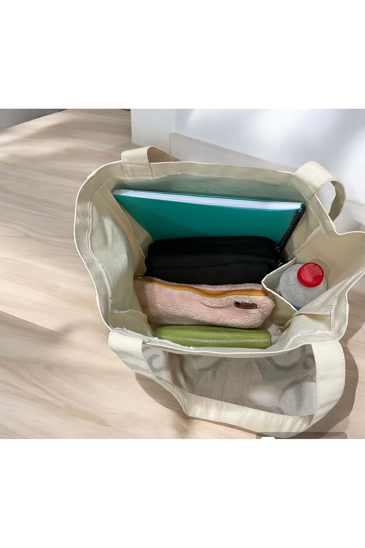 LİFENES Okulda,markette,plajda,günlük Dak Kumaş Krem Bez Omuz Çantası Punch Işlemeye Uygun - Görsel 6