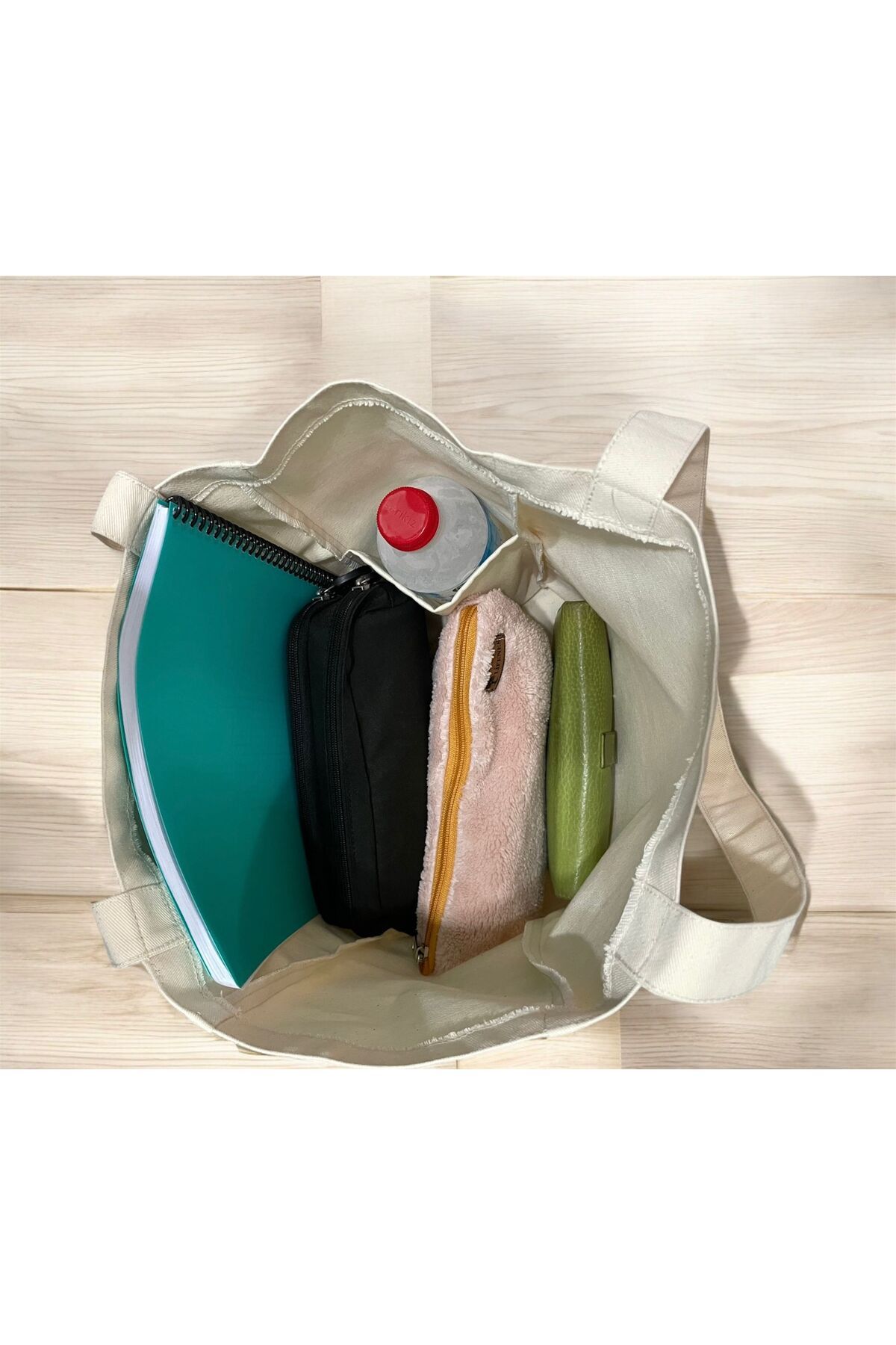 LİFENES Okulda,markette,plajda,günlük Dak Kumaş Krem Bez Omuz Çantası Punch Işlemeye Uygun - Görsel 7