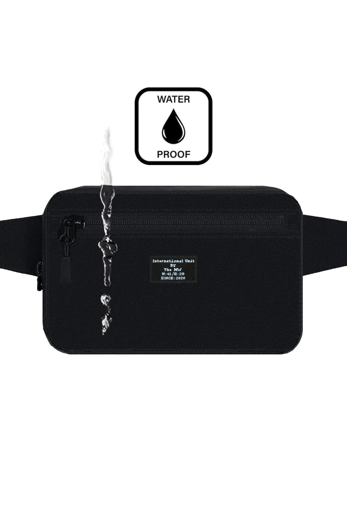 D'VERS Siyah Unisex Su Geçirmez Kumaş Özellikli 2 Bölmeli Bel Ve Omuz Çantası