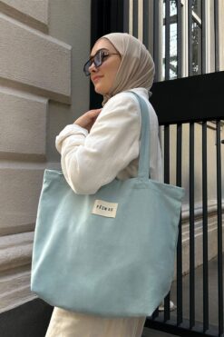 feinas Gabardin Bez Çanta - Bebe Mavi (MIKNATIS ÇIT - %100 PAMUK GABARDİN)