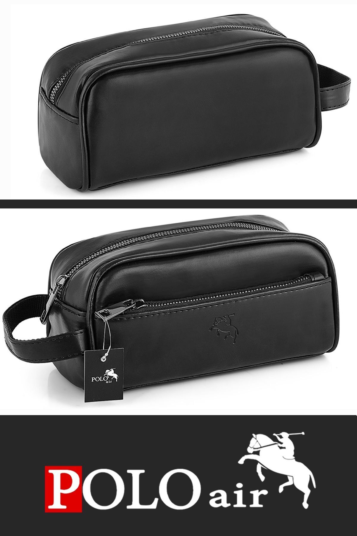 polo air Erkek El Çantası Seyahat Düzenleyici Tıraş Kozmetik Günlük El Çantası Siyah ETN-70-S - Görsel 2