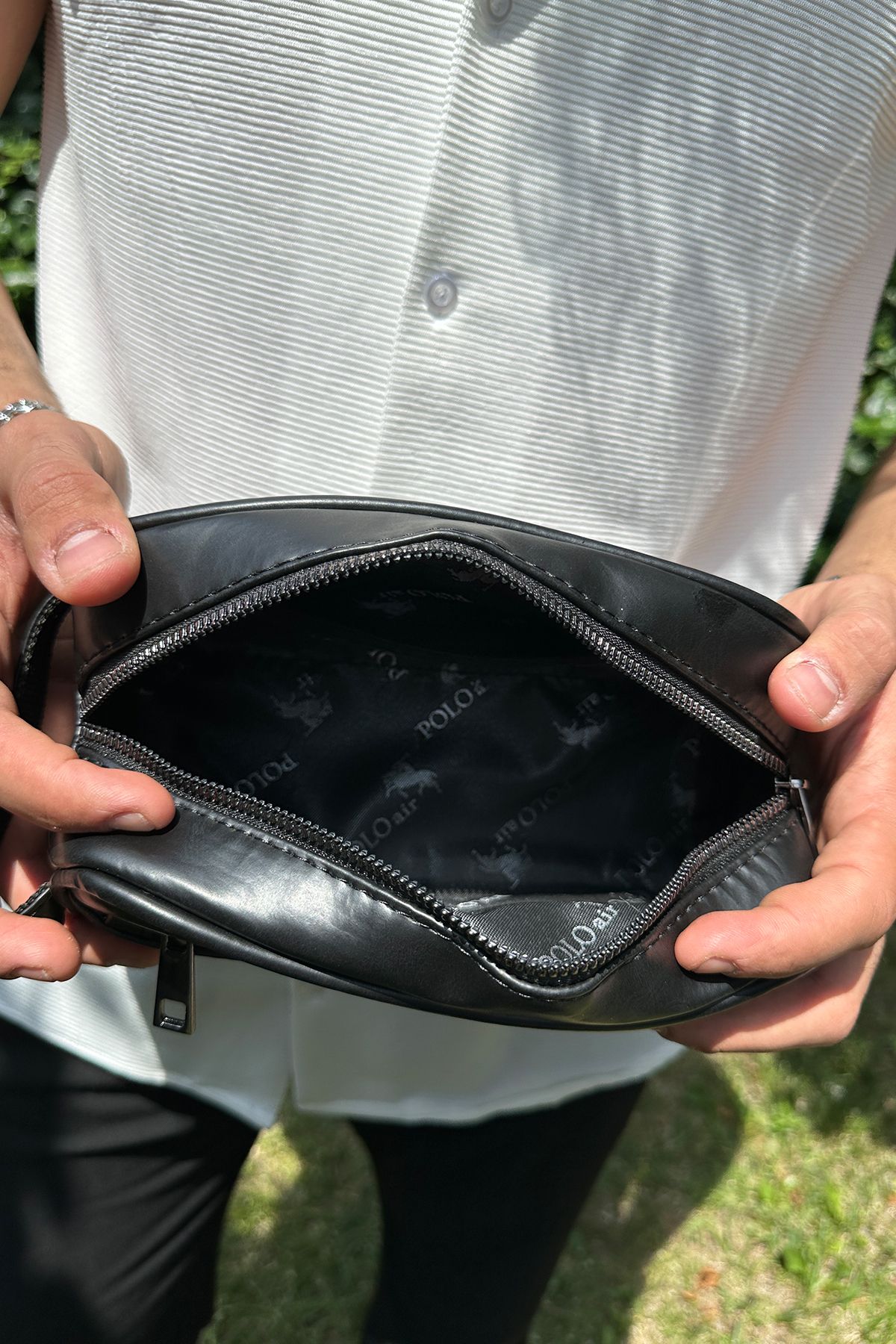 polo air Erkek El Çantası Seyahat Düzenleyici Tıraş Kozmetik Günlük El Çantası Siyah ETN-70-S - Görsel 5