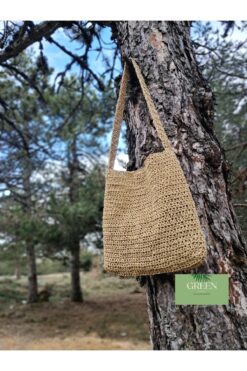 Green Hasır kağıt ip çanta omuz çantası hediyelik yazlık
