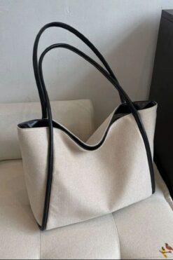 BAHELS STD Siyah Detaylı Askılı Kanvas Omuz Çantası Klasik