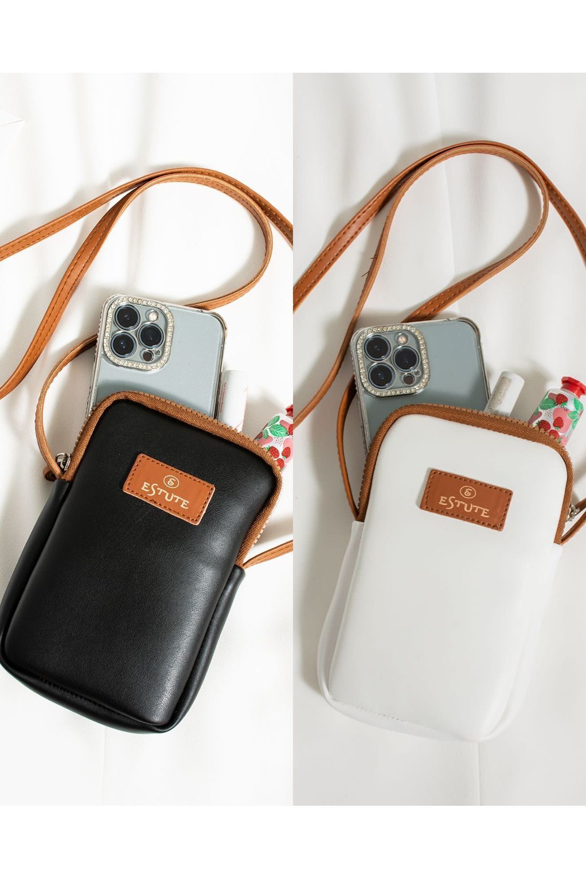ESTUTE Unisex 2 Li Paket Telefon Luk Ayarlanabilir Çapraz Çanta