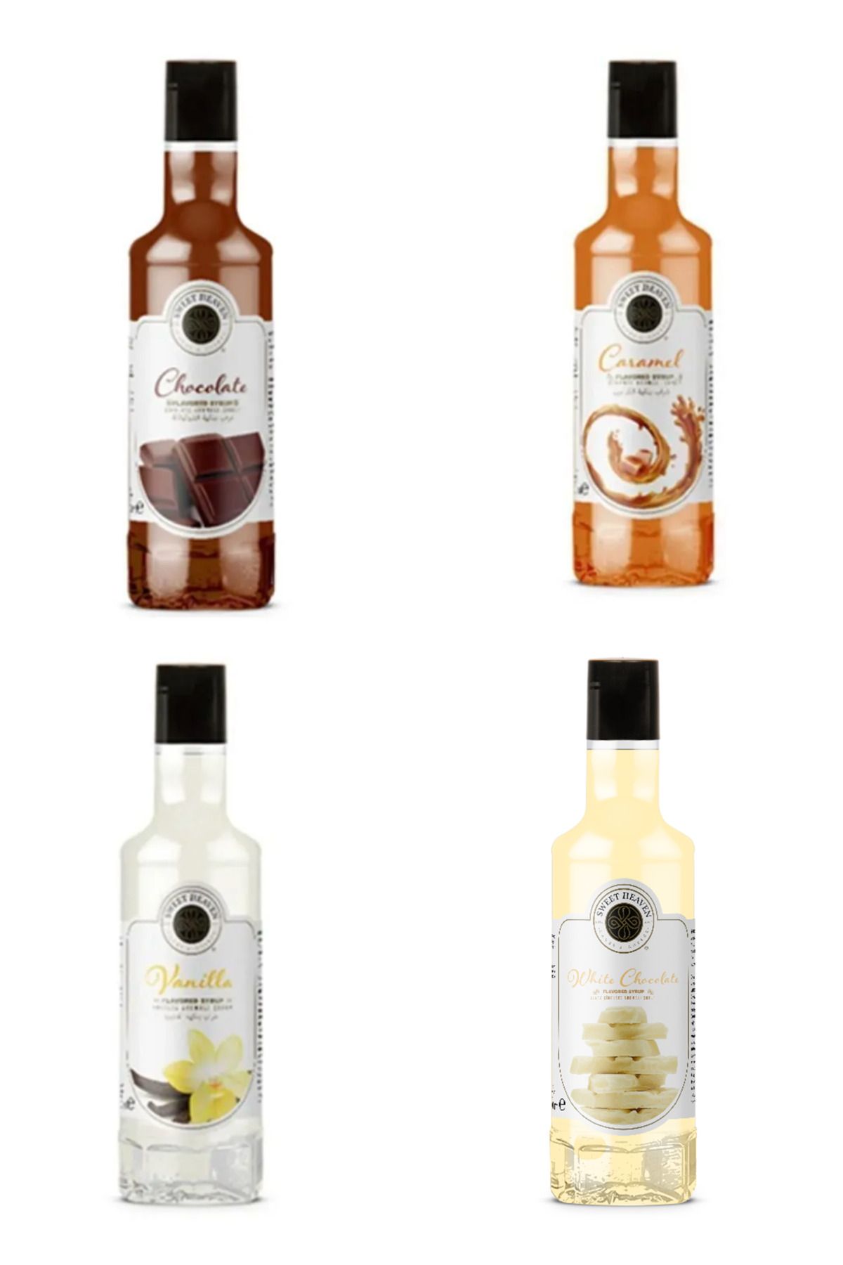 sweet heaven 4'lü Karışık Kahve Ve Kokteyl Şurubu 4x110ml (BEYAZ ÇİKOLATA ,KARAMEL,ÇİKOLATA, VANILYA)