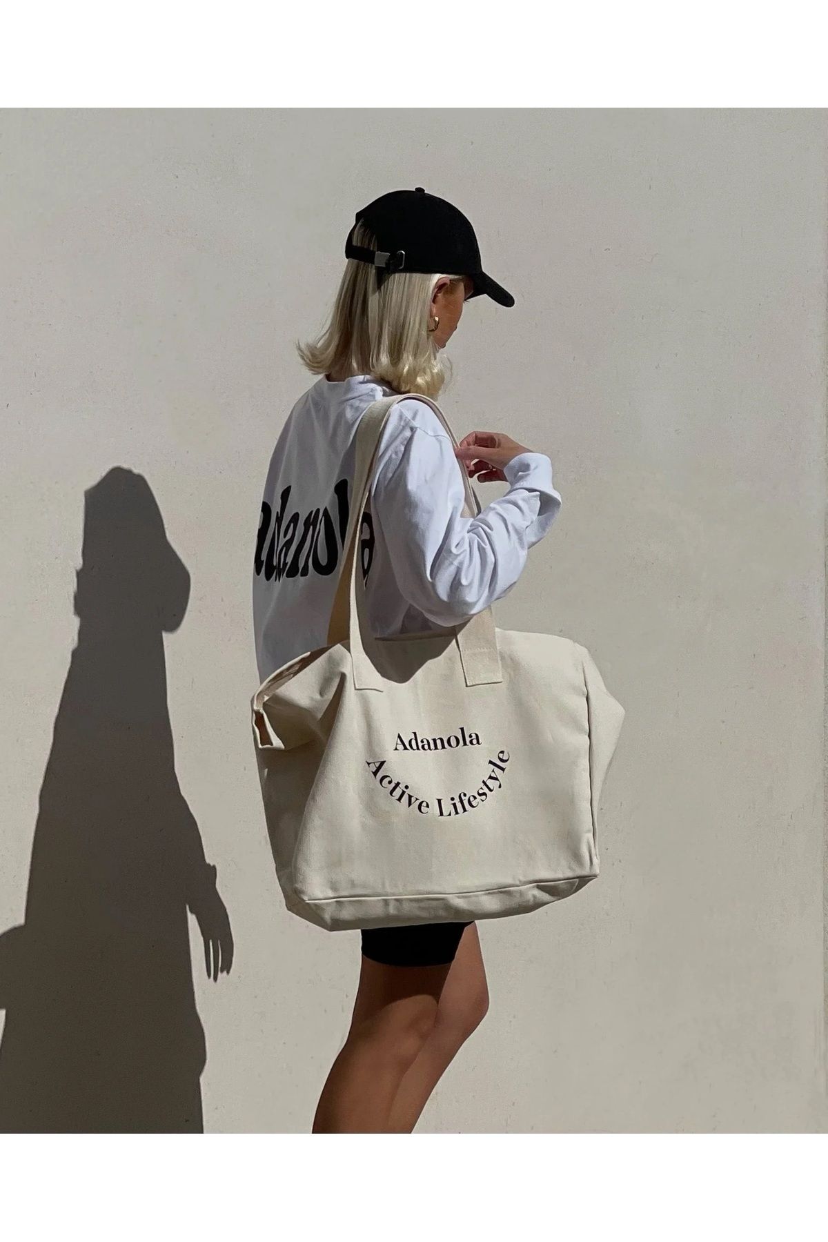 ZZ DESİGN Kanvas Çanta Baskılı Günlük Spor Plaj Çantası Krem Rengi - Görsel 5