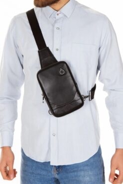 tuldar Erkek Siyah Hakiki Deri Telefon Cüzdan Bölmeli Usb Kulaklık Çıkışlı Çapraz Göğüs Ve Omuz Çantası