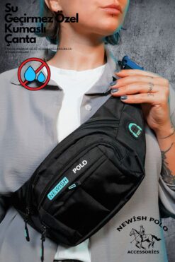 Newish Polo Siyah Su Geçirmez Kulaklık Usb Çıkışlı Omuz Ve Bel Çantası Günlük Çapraz Askılı Freebag