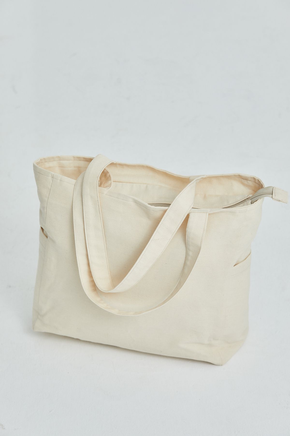 OKTAYUSTA COLLECTİON Geniş Çift Cep Detaylı Çok Amaçlı Fermuarlı %100 Pamuk Kanvas Çanta