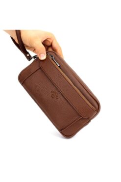 deri,se club Erkek Taba Renk Lüks El Ve Bileklik Kemerli Portföy El Çantası