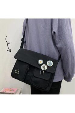 Toum dompuleri moda Harajuku Unisex Cepli Unisex Siyah Postacı Çantası