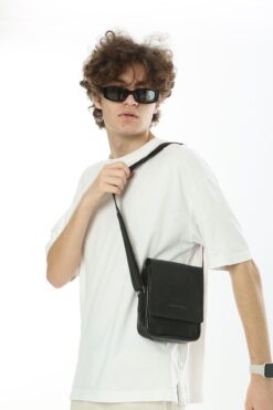 fao polo ERKEK SİYAH RENK KÜÇÜK BOY DERİ UZUN ASKI AYARLI ÇAPRAZ EL OMUZ VE GÖĞÜS ÇANTASI