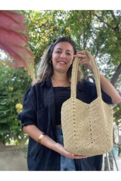 BAGS Hasır Orta Boy El Örgüsü Çantası Kol Çantası