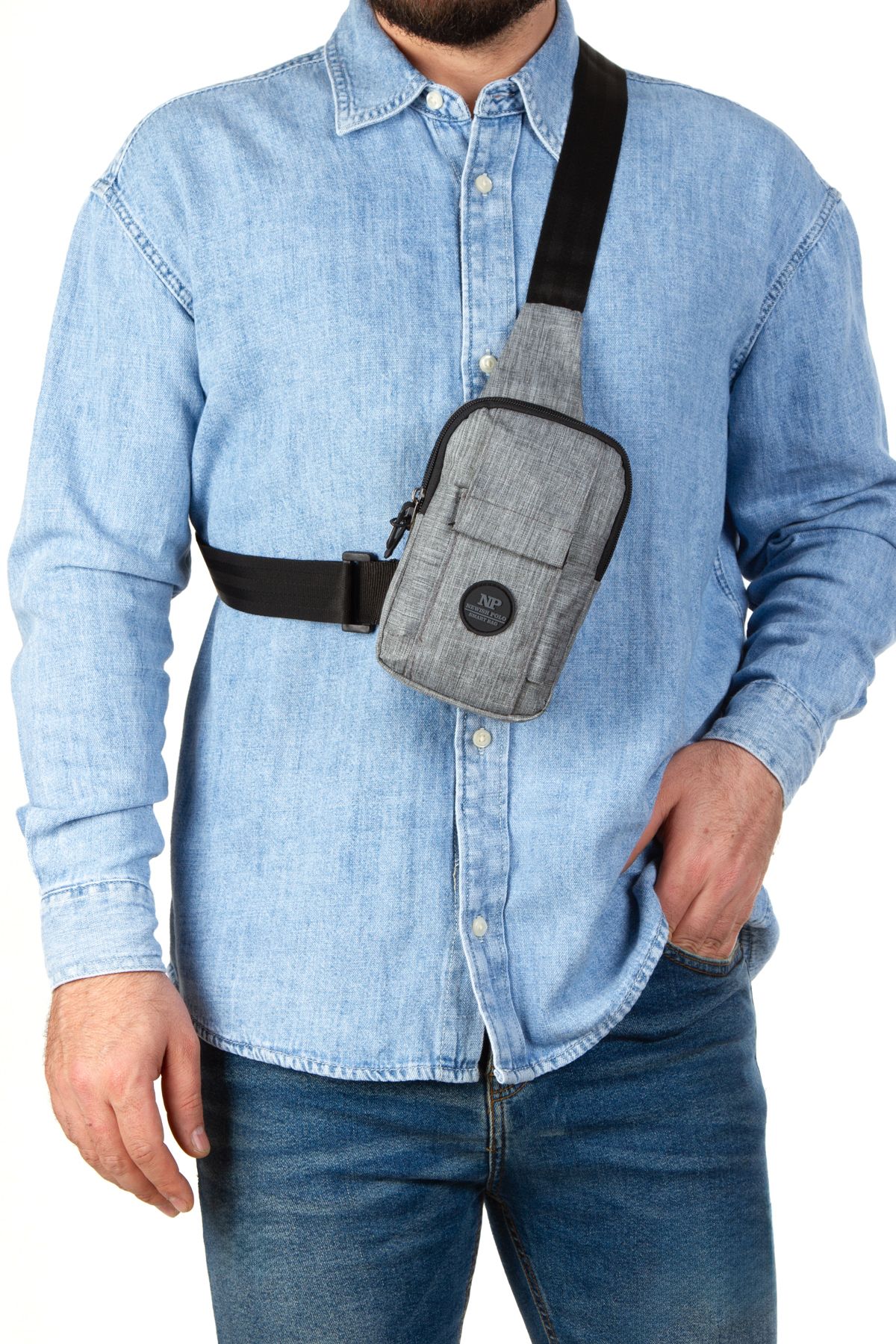 NEWISH POLO ACCESSORIES Newish Polo Keten Çapraz Telefon Bölmeli Çapraz Omuz Çantası - Görsel 3