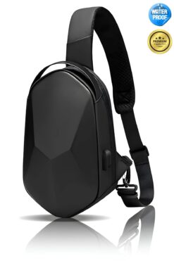 AVCA Kabuklu Çapraz Göğüs Çanta Bel Çanta Çapraz Omuz Çanta Suya Dayanıklı Siyah Erkek Omuz Çanta