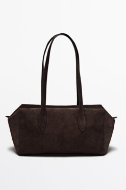 Massimo Dutti Süet deri çapraz askılı çanta