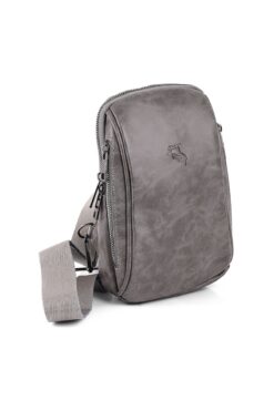 polo air Erkek Omuz Çantası Çapraz Göğüs Ve Sırt Çantası Body Bag Gri Vegan Deri Etn-72-g
