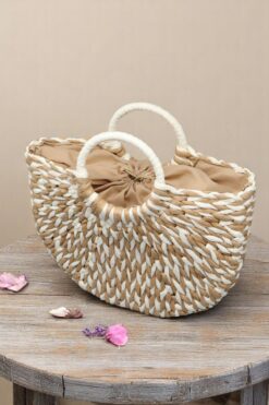 HFKY Astarlı Hasır Çanta / El Örgüsü Çanta / El Yapımı Çanta / Yazlık Çanta / Plaj Çantası Kağıt Ip