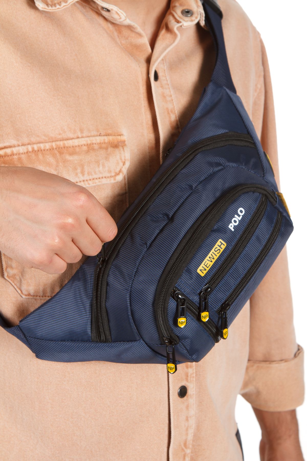 Torz Erkek Bel Çantası Çapraz Çok Cepli Su Geçirmez Kumaş Göğüs Çapraz Kulaklık Çıkışlı Çanta