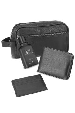 Duke Nickle Siyah Vegan Deri El Çantası, Klasik Cüzdan & Kartlık Parfümlü Hediye Seti – Şık Ve Fonksiyonel
