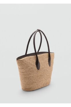 MANGO Doğal elyaf maksi tote çanta
