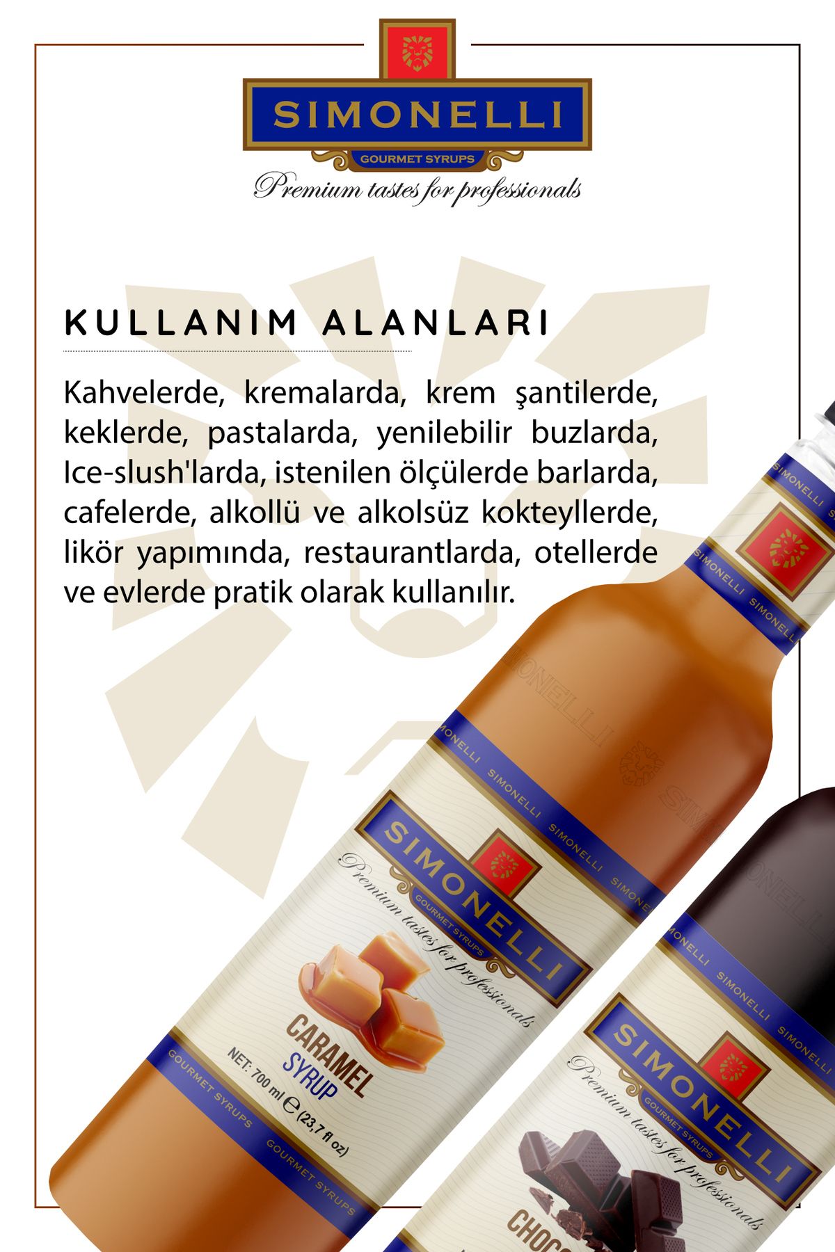 Simonelli Kahve Ve Kokteyl Şurubu Karamel Aromalı Çikolata Aromalı 700 ml Pompa - Görsel 2