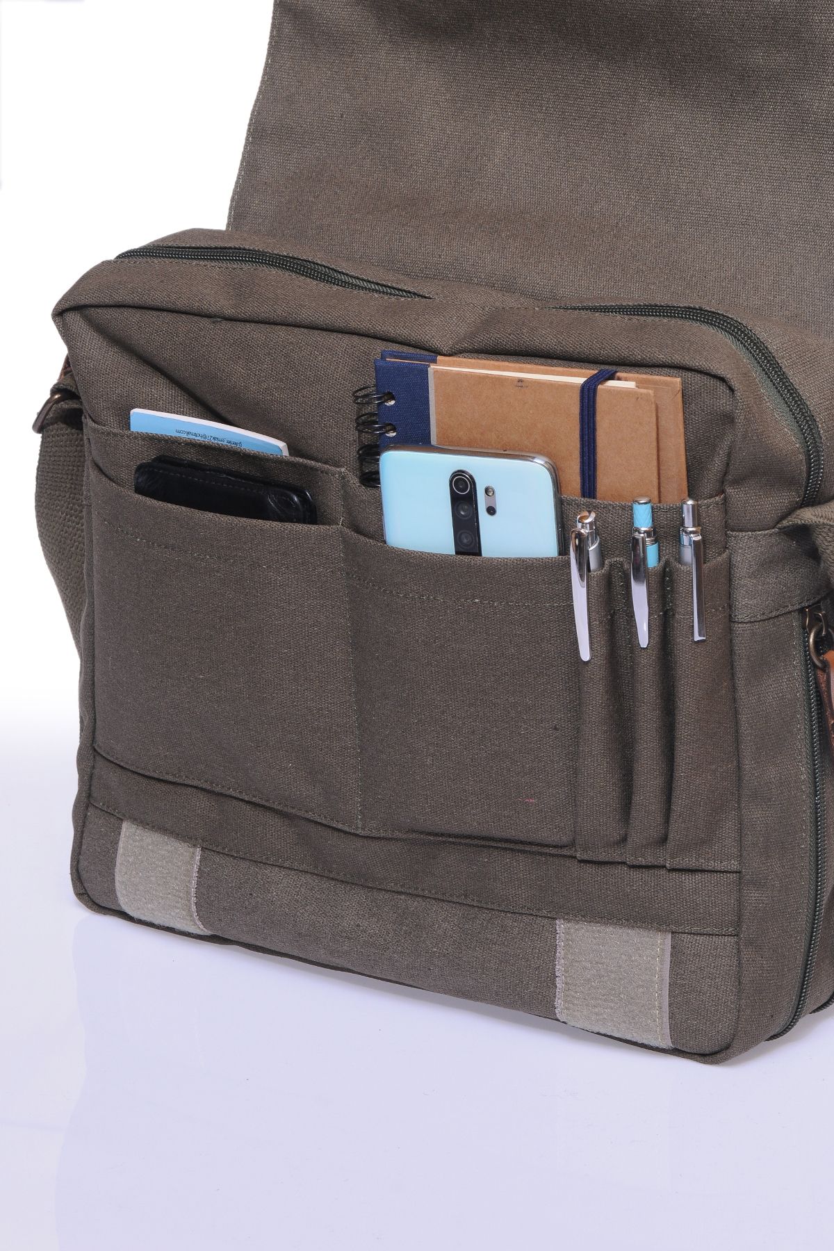 By Hakan Gk12 Kanvas Postacı Yatık Çapraz Çanta Haki - Görsel 2