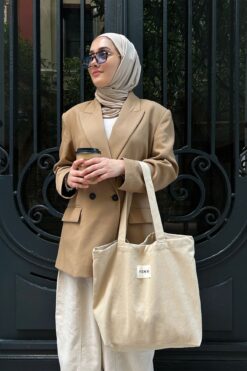 feinas Gabardin Bez Çanta - Bej (MIKNATIS ÇIT - %100 PAMUK GABARDİN)