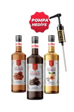 Nish Coffee Nish Vanilya,Karamel,Çikolata Aromalı Şurup 3 x 700 ML - Pet Şişe + Pompa Hediyeli