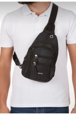 fao polo Siyah Renk Orta Boy Çok Gözlü Sırt & Çapraz Göğüs & Omuz Çantası