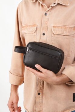 Adelina Bags Erkek Siyah Hakiki Deri El Çantası