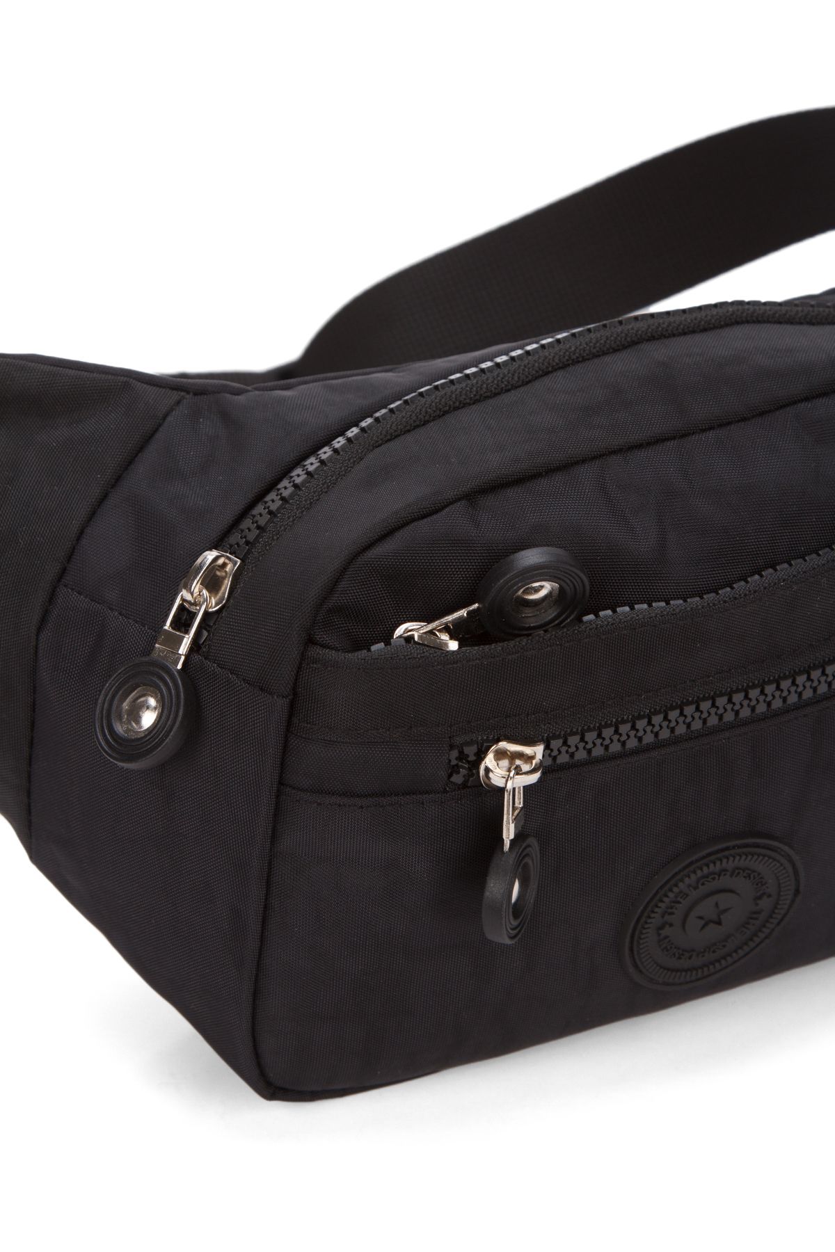 Adelina Bags Unisex Krinkıl Kumaş Bel Ve Çapraz Askılı Göğüs Omuz Çanta Freebag Siyah - Görsel 6