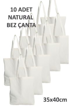 Genel Markalar Natural Ham Bez Çanta 35x40cm 10 Adet Market Ve Taşıma Çantası