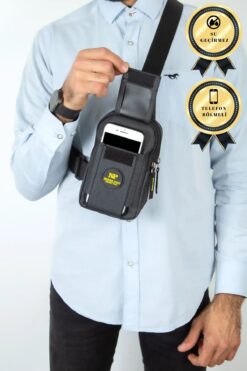 Newish Polo Siyah Telefon Bölmeli Çapraz Çanta