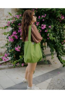 fimugift Yeşil Körüklü Bez Çanta