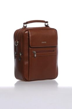 Grande 4589 %100 Hakiki Deri Erkek El Çantası Çapraz Çanta Taba