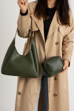 NBİBAGS Siyah Çıtçıt Kapatmalı Suni Deri Fermuarlı Makyaj Çantalı El Ve Omuz Çantası