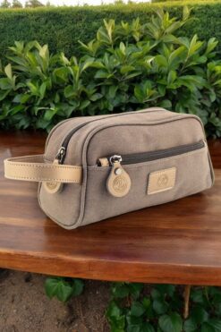 QUB CLUB Unisex Kanvas Kahve Su Geçirmez Traş Düzenleyici Kişisel Bakım Seyahat Makyaj Günlük Çanta