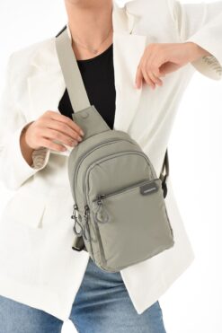 Sanmorris Unisex Kırinkıl Kumaş Suya Dayanıklı Çok Bölmeli Açık Gri Body Bag