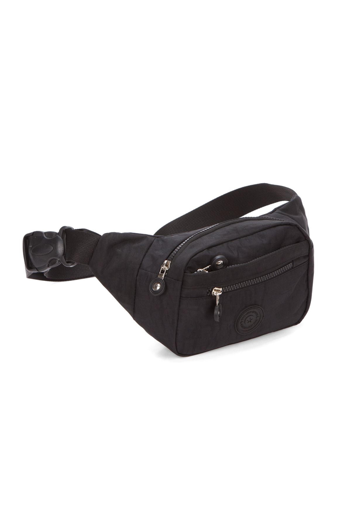 LOOP DESIGN Siyah Unisex Krinkıl Kumaş Bel Ve Çapraz Omuz Çantası & Freebag - Görsel 4