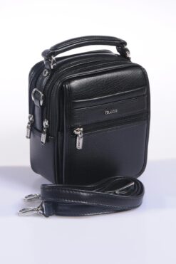 Grande 4598 Hakiki Deri Erkek El Çantası Çapraz Çanta Siyah