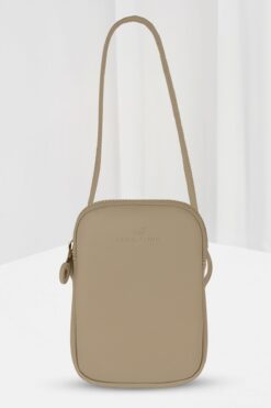 Frank Martin Venedik Orijinal Çapraz Ayarlanabilir Askılı Fermuarlı Telefonluk Omuz Çantası Vizon