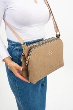 mugalas Vizon Yazı Baskılı Üç Bölmeli Su Itici Omuz Çapraz Askılı Kaliteli Çanta