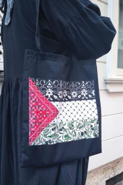 Orgwoven Filistin Bayrağı Siyah Bez Çanta